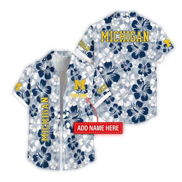 Michigan Wolverines Flower Palm Tree Aloha Hawaii Shirt 1