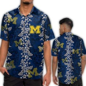 Michigan Wolverines Flower Pattern Hawaiian Shirt