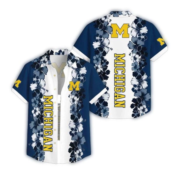 Michigan-Wolverines-Flower-Pattern-Summer-Beach-Aloha-Hawaii-Shirt-1 Michigan Wolverines Flower Pattern Summer Beach Aloha Hawaii Shirt 1