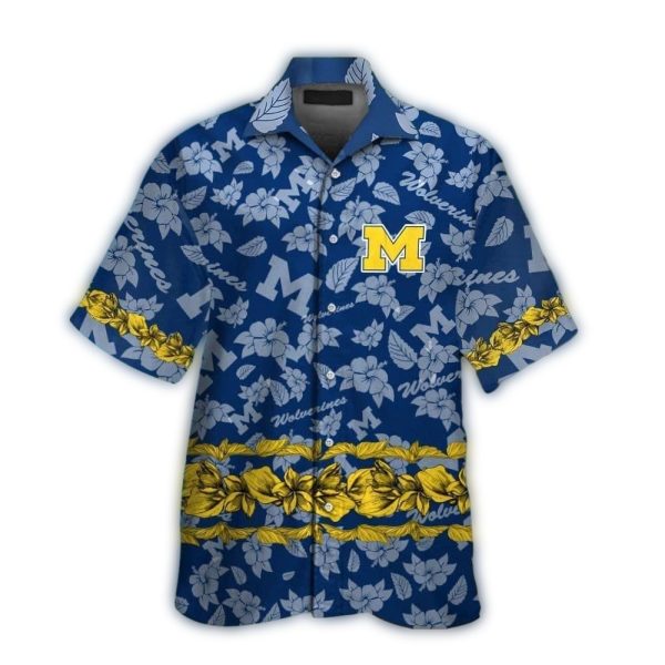 Michigan-Wolverines-Flower-Pattern-Vintage-Hawaiian-Shirt-1 Michigan Wolverines Flower Pattern Vintage Hawaiian Shirt 1
