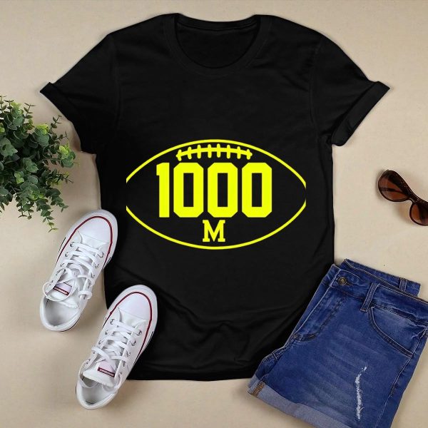 Michigan Wolverines Football 1000 Wins Milestone Achievement T Shirt Black 1