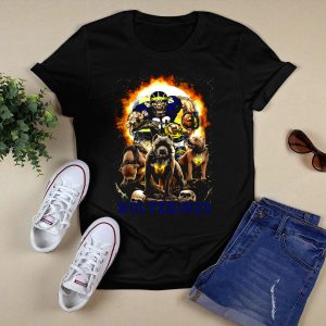 Michigan Wolverines Football Player With Dogs And Flames T-Shirt