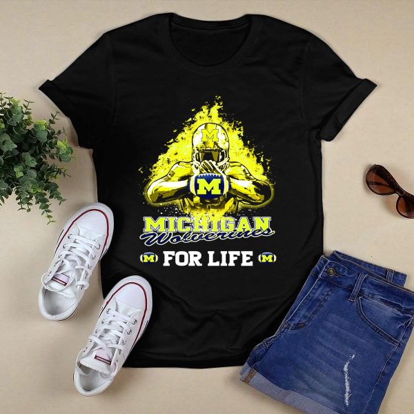 Michigan Wolverines For Life Football Explosion M T Shirt Black 1