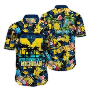 Michigan Wolverines Fruit Pattern Tropical Hawaiian Shirt