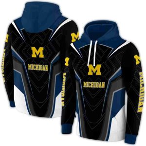 Michigan Wolverines Futuristic Pattern All Over Print Hoodie