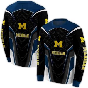 Michigan Wolverines Futuristic Pattern All Over Print Sweatshirt