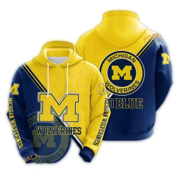 Michigan Wolverines Go Blue Yellow and Navy AOP Hoodie 1