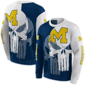 Michigan Wolverines Graphic Punisher All Over Print Sweatshirt