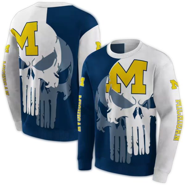Michigan Wolverines Graphic Punisher AOP Sweatshirt 1