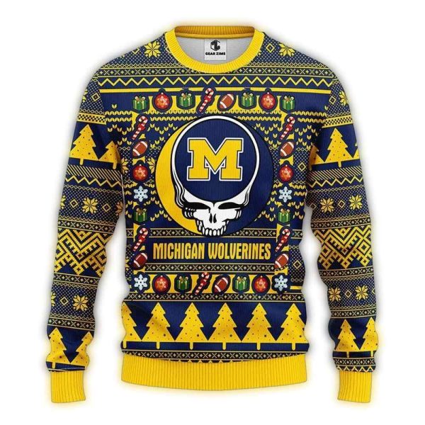 Michigan Wolverines Grateful Dead Ugly Sweater 1