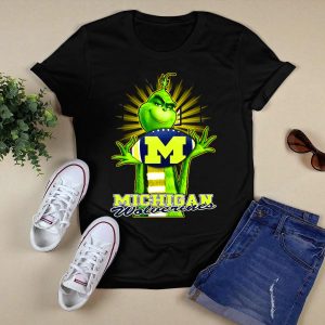 Michigan Wolverines Grinch Holding Football T-Shirt