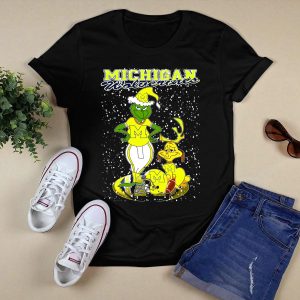 Michigan Wolverines Grinchxmas Holiday Football T-Shirt