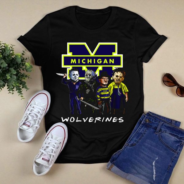 Michigan Wolverines Halloween Slasher Squad Icons M T Shirt Black 1