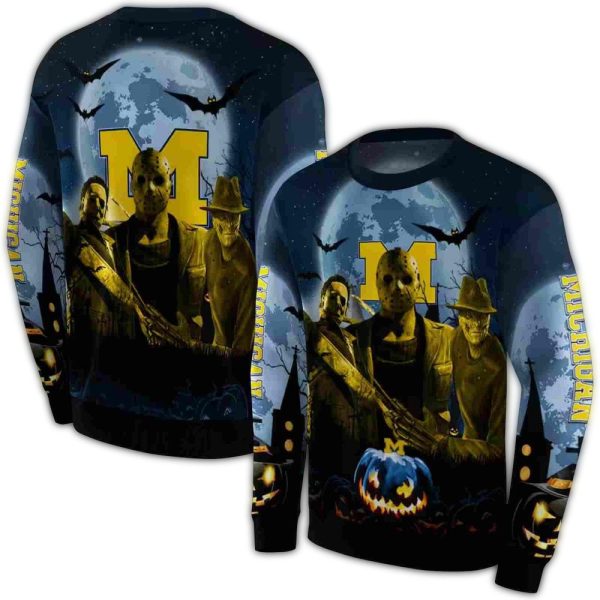 Michigan Wolverines Halloween Vibes AOP Sweatshirt 1