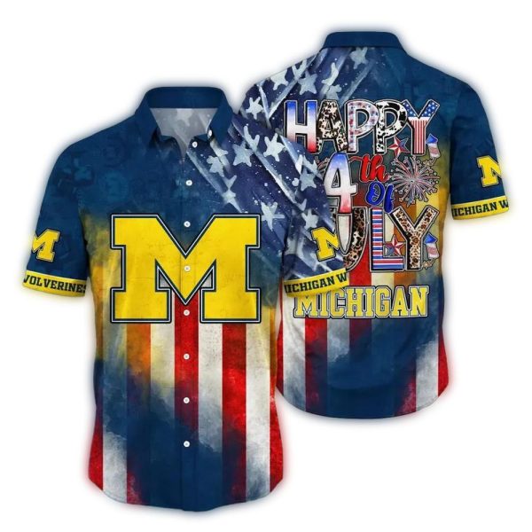Michigan-Wolverines-Happy-4th-Of-July-Hawaiian-Shirt-1 Michigan Wolverines Happy 4th Of July Hawaiian Shirt 1