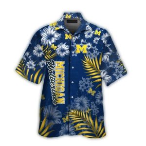 Michigan Wolverines In My Heart Floral Hawaiian Shirt