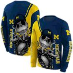 Michigan Wolverines Jack Skellington Yellow And Navy All Over Print Sweatshirt
