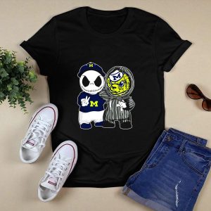 Michigan Wolverines Jack Skellington And Michigan Mascot T-Shirt