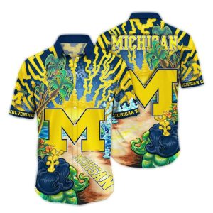Michigan Wolverines Landscape Tropical Art Hawaiian Shirt