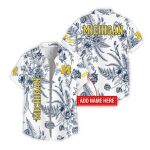 Personalized Name Michigan Wolverines Leaf Flower Pattern Hawaii Shirt