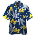 Michigan Wolverines Leafs Weed Pattern Hawaiian Shirt