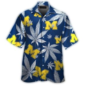 Michigan Wolverines Leafs Weed Pattern Hawaiian Shirt