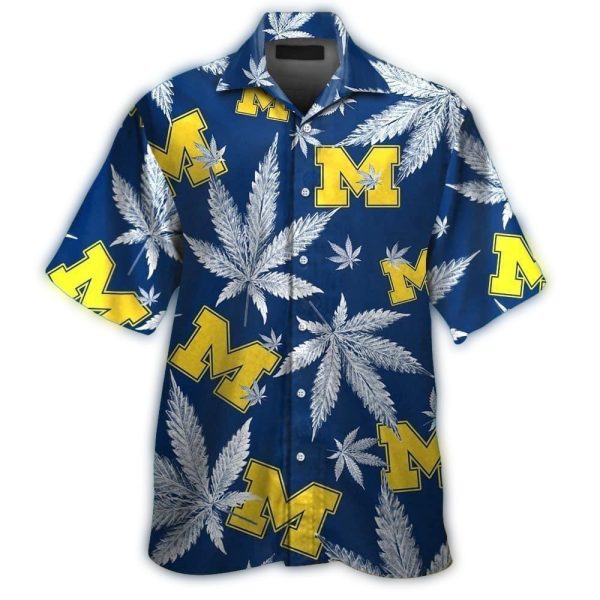 Michigan-Wolverines-Leafs-Weed-Pattern-Hawaiian-Shirt-1 Michigan Wolverines Leafs Weed Pattern Hawaiian Shirt 1