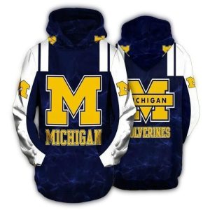 Michigan Wolverines Logo Football For Fanall Over Print Hoodie