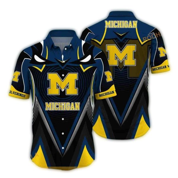 Michigan-Wolverines-Logo-Team-Hawaiian-Shirt-1 Michigan Wolverines Logo Team Hawaiian Shirt 1