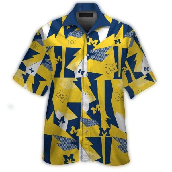 Michigan-Wolverines-Logo-Vintage-Hawaiian-Shirt-1 Michigan Wolverines Logo Vintage Hawaiian Shirt 1