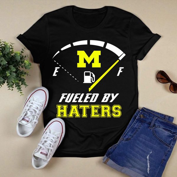 Michigan Wolverines M Fueled By Haters Fuel Gauge T Shirt Black 1