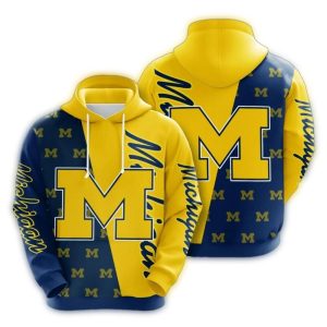 Michigan Wolverines Many Logo American Football For Fan All Over Print Hoodie