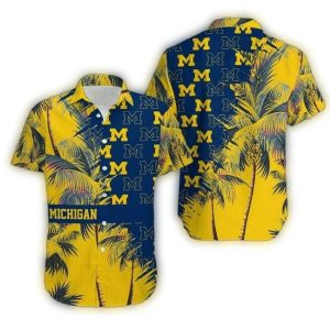 Michigan Wolverines Many Logo And Coconut Pattern Hawaiian Shirt
