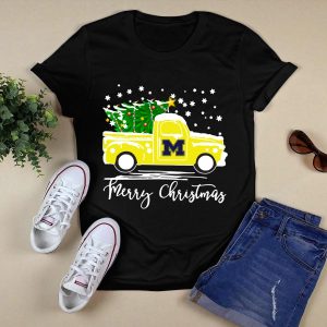 Michigan Wolverines Merry Christmas Christmas Tree Truck Shirt