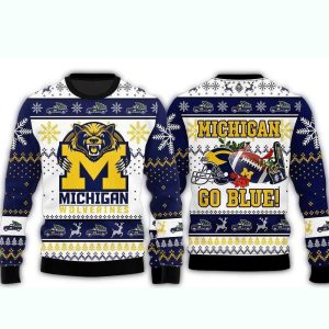 Michigan Wolverines Michigan Go Blue Christmas Ugly Sweater
