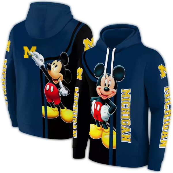 Michigan Wolverines Mickey Mouse AOP Hoodie 1