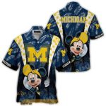 Michigan Wolverines Mickey Mouse Disney Floral Hawaiian Shirt