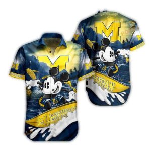 Michigan Wolverines Mickey Mouse Surf Hawaiian Shirt