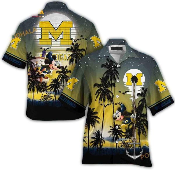 Michigan-Wolverines-Mickey-Mouse-Tropical-Hawaiian-Shirt-1 Michigan Wolverines Mickey Mouse Tropical Hawaiian Shirt 1