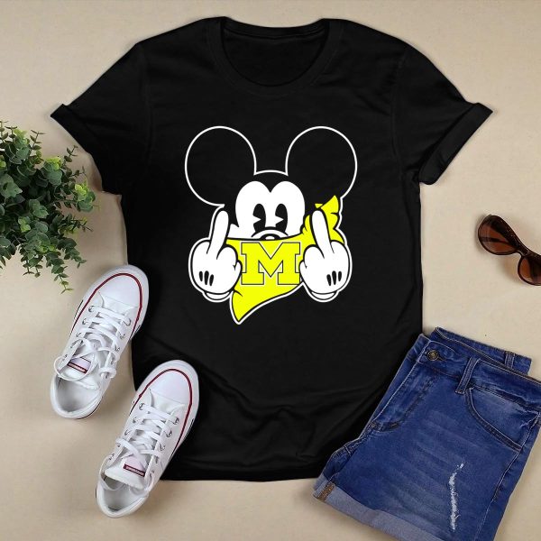 Michigan Wolverines Middle Finger Mickey T Shirt Black 1