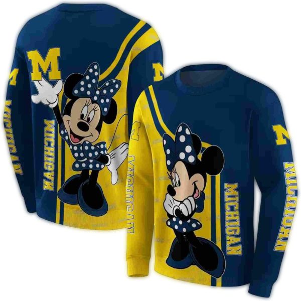 Michigan Wolverines Minnie Mouse AOP Sweatshirt 1
