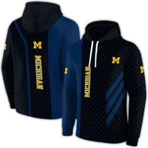 Michigan Wolverines Monogram Pattern All Over Print Hoodie