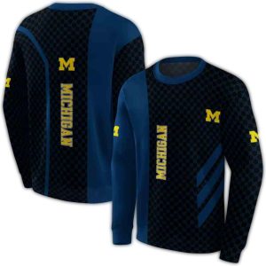 Michigan Wolverines Monogram Pattern All Over Print Sweatshirt