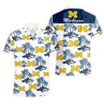 Michigan Wolverines Multi Logo And Island Hawaiian Shirt