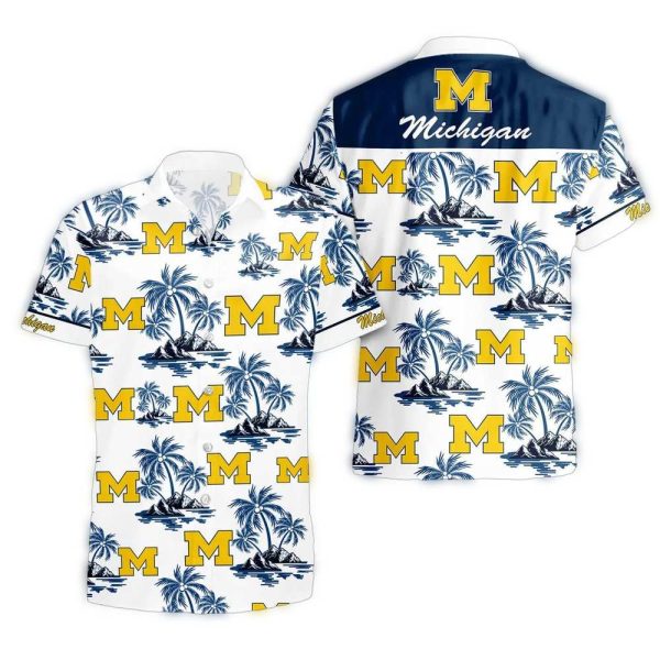 Michigan-Wolverines-Multi-Logo-and-Island-Hawaiian-Shirt-1 Michigan Wolverines Multi Logo and Island Hawaiian Shirt 1