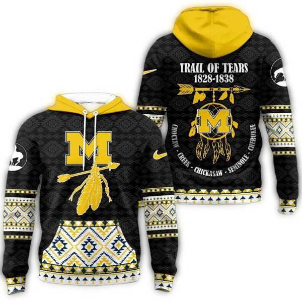 Michigan Wolverines NCAA Trail of Tears Awareness 1828 1838 Limited Hoodie Shirt 1