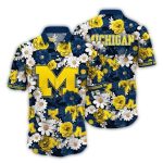 Michigan Wolverines Pattern Blossom Hawaiian Shirt