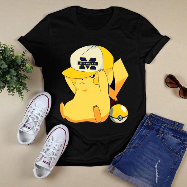 Michigan Wolverines Pikachu Pokemon Shirt Black 1