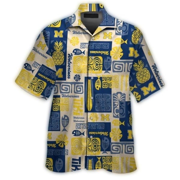 Michigan Wolverines Pineapple Fish Floral Pattern Vintage Hawaiian Shirt 1