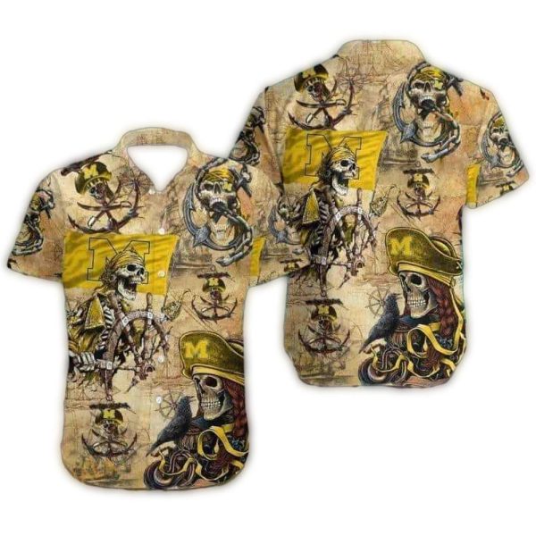 Michigan-Wolverines-Pirates-Skull-Hawaiian-Shirt-1 Michigan Wolverines Pirates Skull Hawaiian Shirt 1